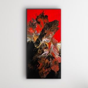Modern Abstract Acrylic Black/Red Canvas Painting